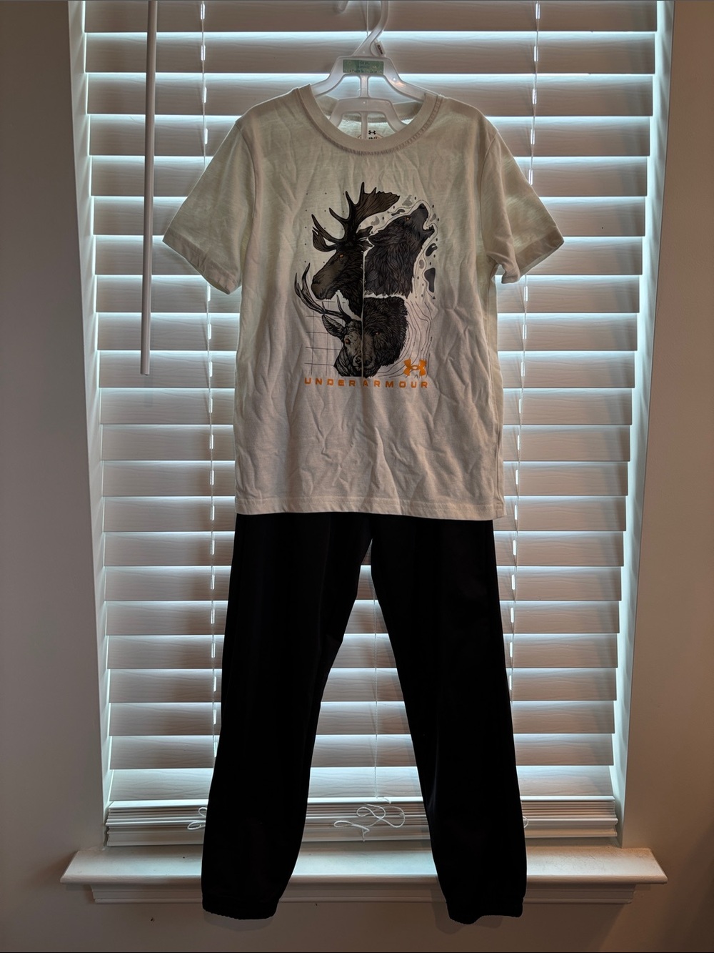 Under Armour White and Black Moose Graphic Pajama Set
